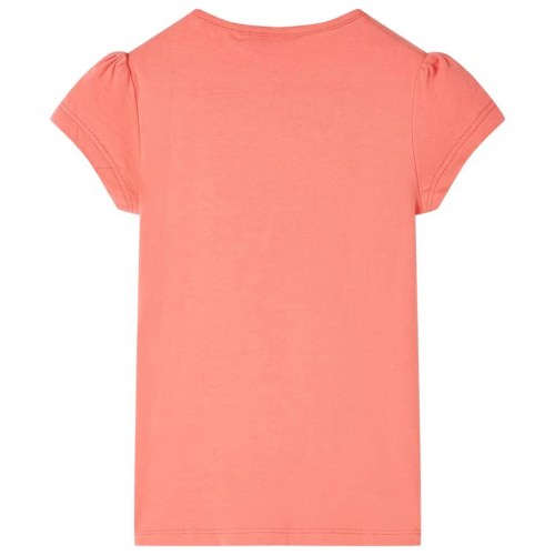 T-shirt til børn str. 92 - koralrød med regnbue og palmer