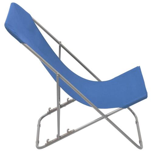 Foldbare strandstole 2 stk. stål og oxfordstof blå