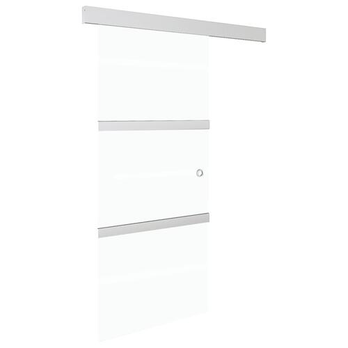Skydedør 90x212 cm hærdet glas og aluminium sølvfarvet