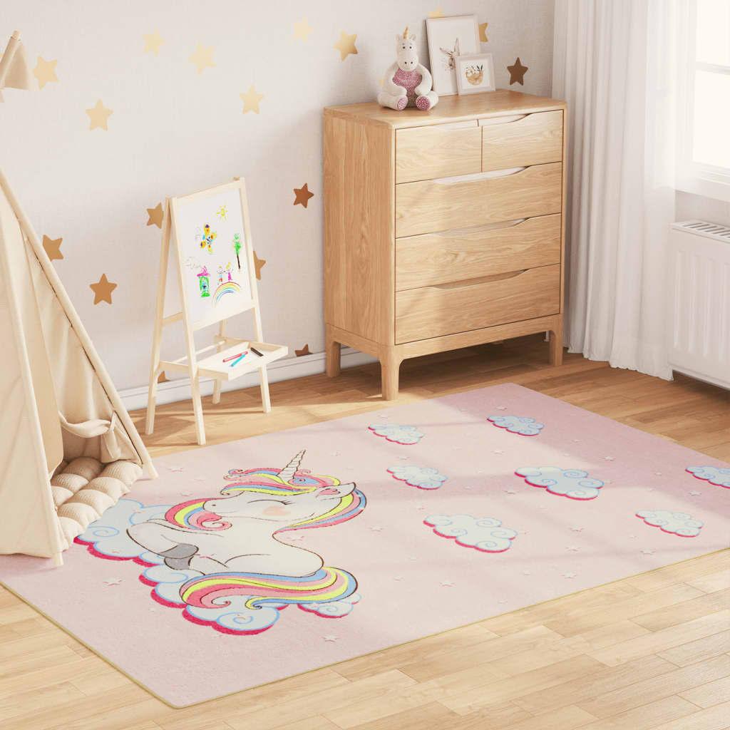 Gulvtæppe til børn 160x230 cm skridsikkert vaskbart enhjørning