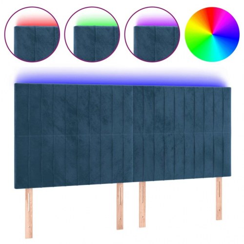 Sengegavl med LED-lys i fløjl 160 x 5 x 118/128 cm - mørkeblå