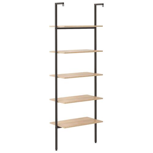 Stigereol med 5 hylder 64x35x185 cm lysebrun og sort