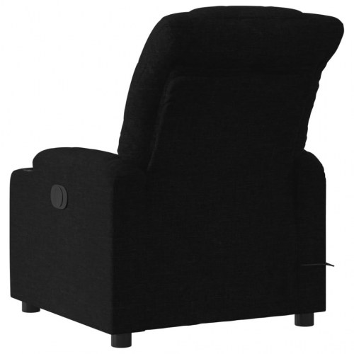 Eldrevet massagestol i stof - sort lænestol med 6-punkts vibrationsmassage