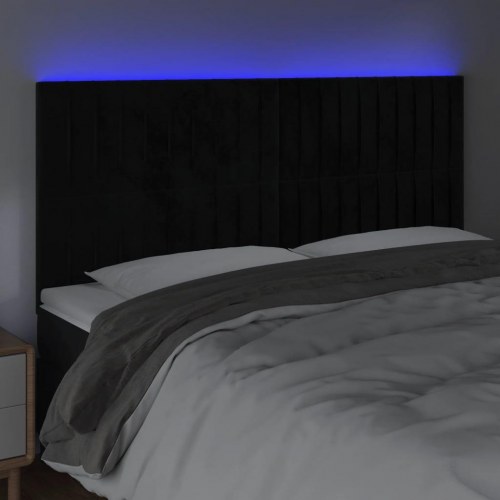 Sengegavl med LED-lys 180 x 5 x 118/128 cm - sort