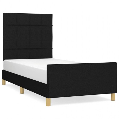 Sengeramme med sengegavl 80x200 cm - stof, sort