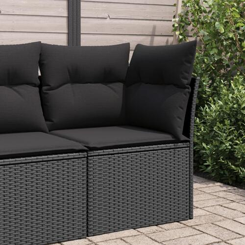 Hjørnemodul til havesofa med hynder polyrattan sort