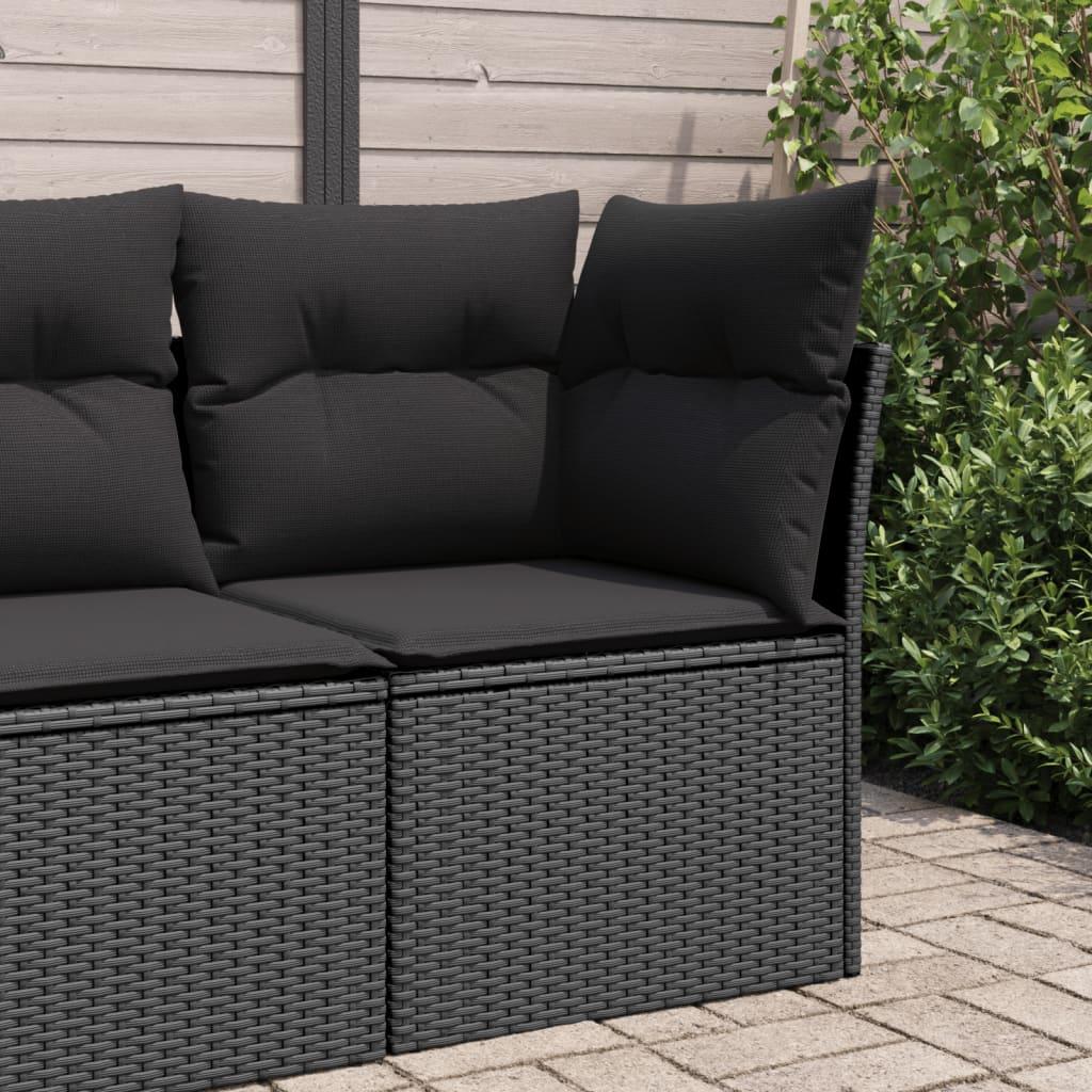 Hjørnemodul til havesofa med hynder polyrattan sort