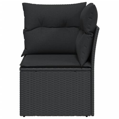 Hjørnemodul til havesofa med hynder polyrattan sort