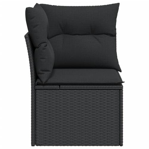 Hjørnemodul til havesofa med hynder polyrattan sort