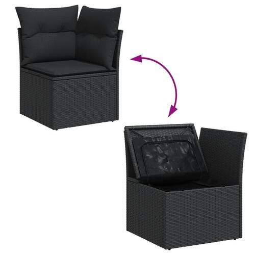 Hjørnemodul til havesofa med hynder polyrattan sort