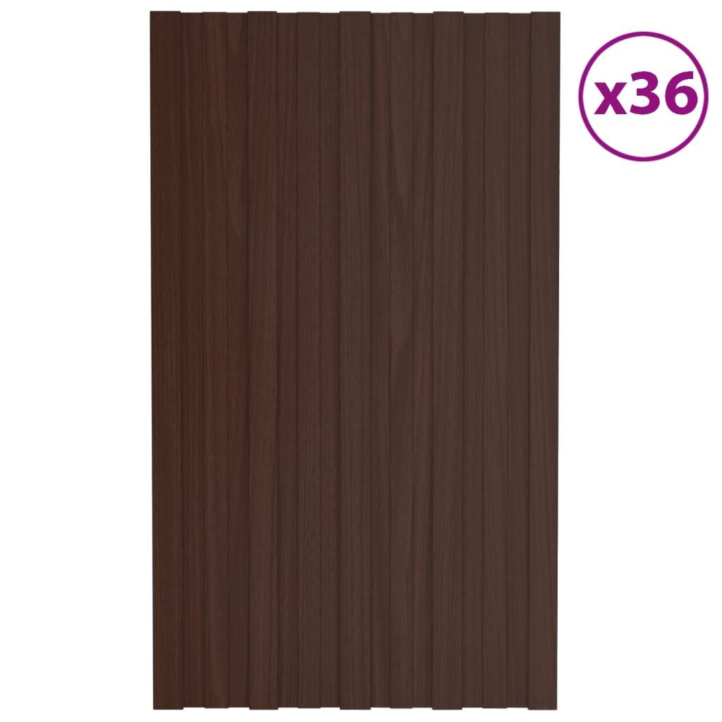 Tagplader 36 stk. 80x45 cm galvaniseret stål brun