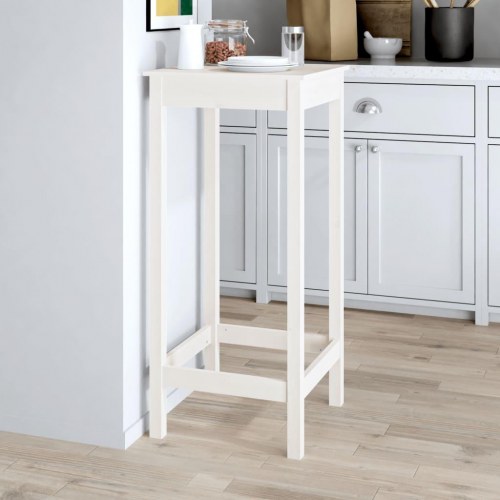 Barbord 50×50×110 cm i massivt fyrretræ - hvid