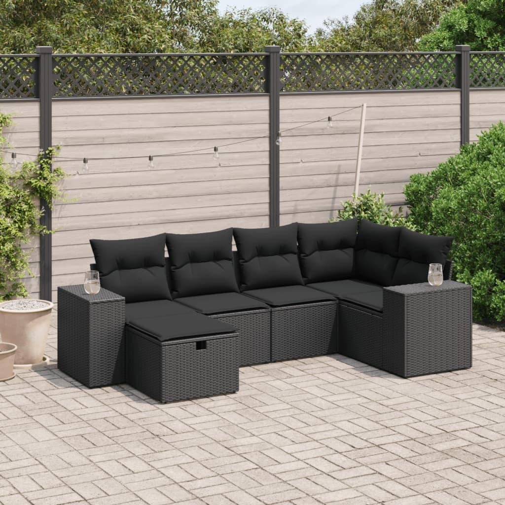 Sofasæt Til Haven 7 Dele Med Hynder Polyrattan Beige - Sort / uden opbevaring