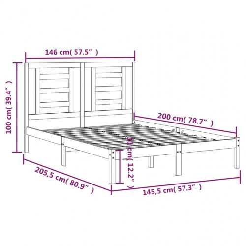Sengeramme uden madras 140x200 cm massivt fyrretræ