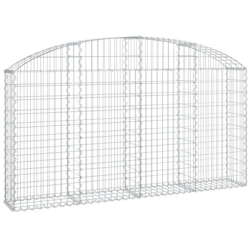 Buet gabionkurv 200 x 30 x 100/120 cm - sølvfarvet