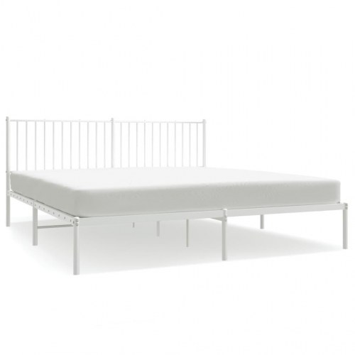 Sengeramme med sengegavl 180x200 cm metal hvid