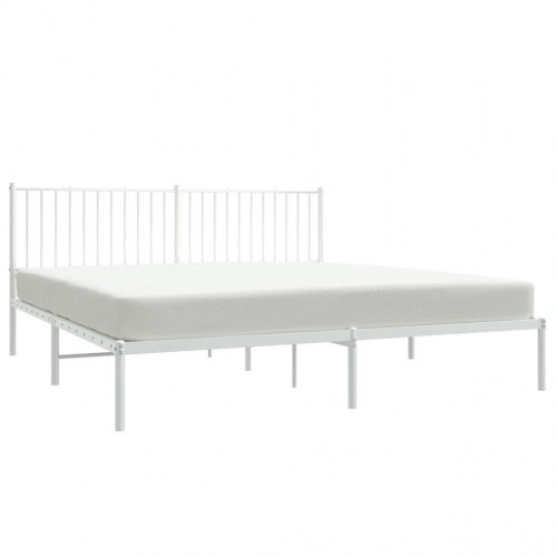 Sengeramme med sengegavl 180x200 cm metal hvid