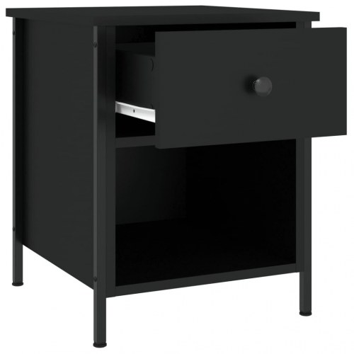 Sengeborde 2 stk. 40x42x50 cm konstrueret træ sort