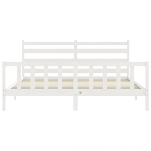 Sengeramme med sengegavl 180x200 cm massivt træ hvid