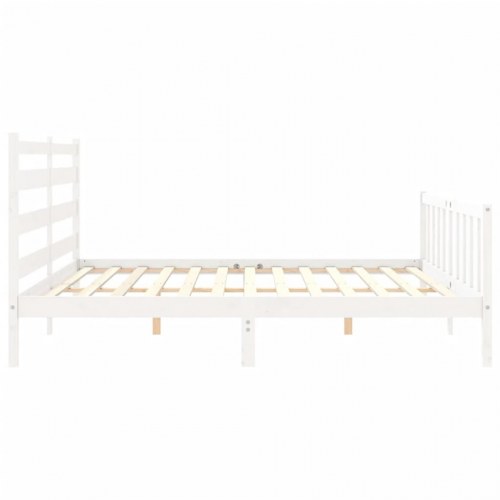 Sengeramme med sengegavl 180x200 cm massivt træ hvid