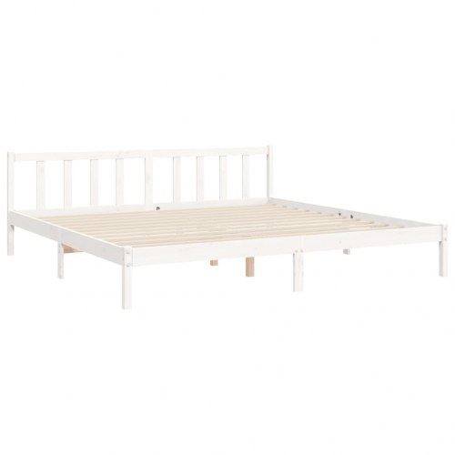 Sengeramme med sengegavl 180x200 cm massivt træ hvid