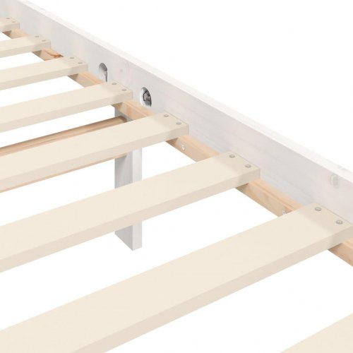Sengeramme med sengegavl 180x200 cm massivt træ hvid