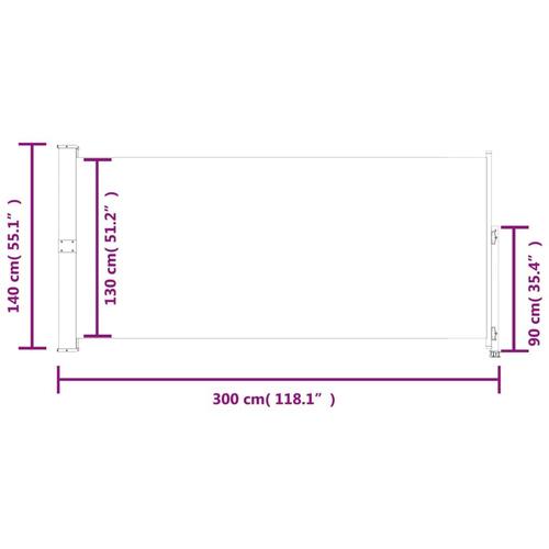 Sammenrullelig sidemarkise til terrassen 140x300 cm brun