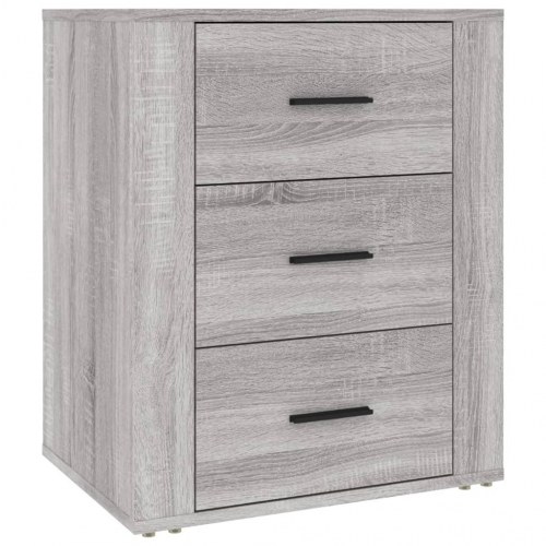 Sengebord med 3 skuffer - 50 × 36 × 60 cm, grå sonoma-eg