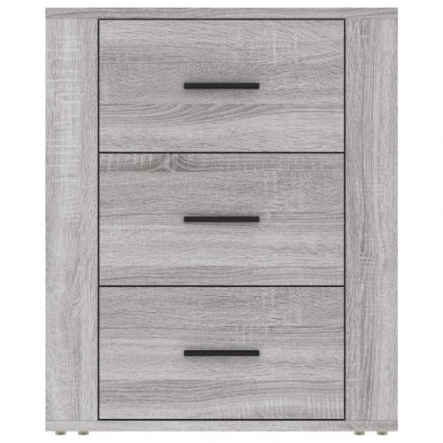 Sengebord med 3 skuffer - 50 × 36 × 60 cm, grå sonoma-eg
