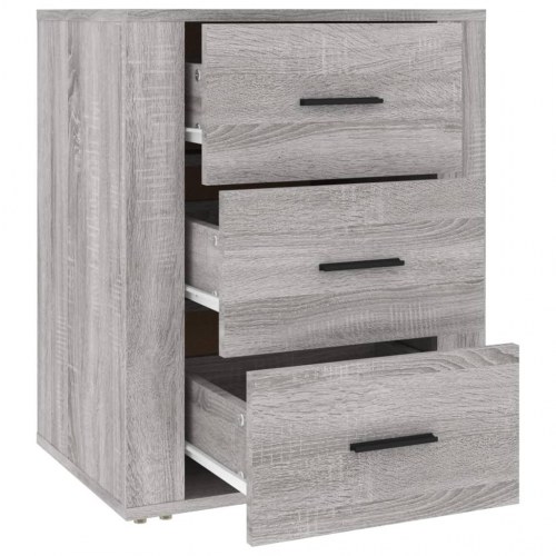 Sengebord med 3 skuffer - 50 × 36 × 60 cm, grå sonoma-eg
