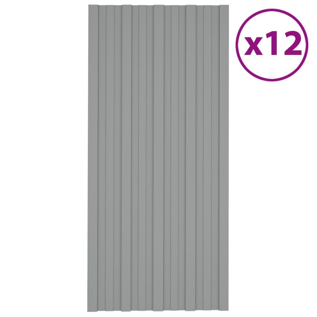 Tagplader 12 stk. 100x45 cm galvaniseret stål grå