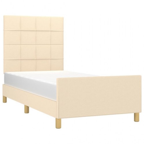 Sengeramme med sengegavl 80x200 cm - stof, cremefarvet