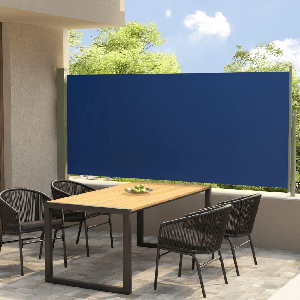 Sammenrullelig sidemarkise til terrassen 140x300 cm blå