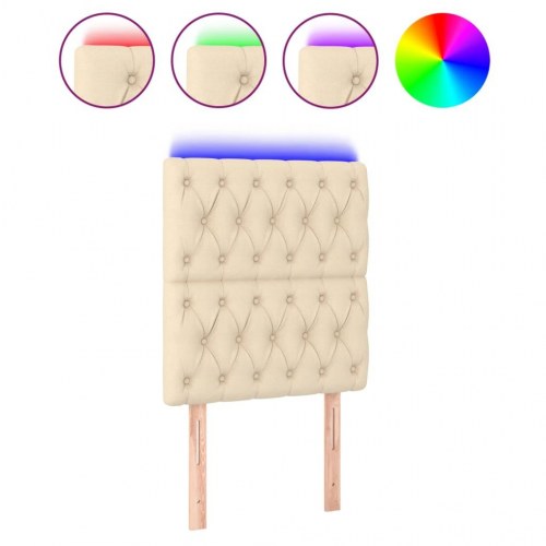 Sengegavl med LED-lys - creme, 80 x 7 x 118/128 cm