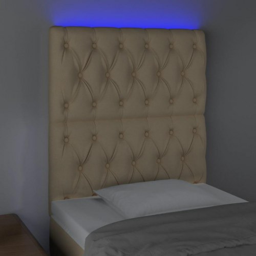 Sengegavl med LED-lys - creme, 80 x 7 x 118/128 cm