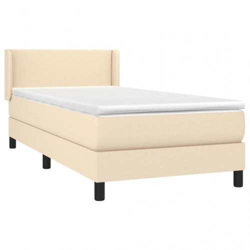 Kontinentalseng med madras 90x190 cm - stof, cremefarvet