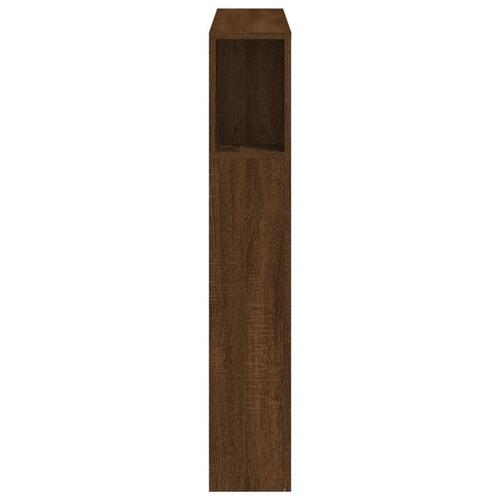 Sengegavl m. LED-lys 100x18,5x103,5 cm konstrueret træ brunt eg
