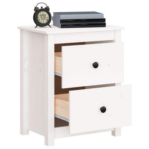 Sengeborde 2 stk. 50x35x61,5 cm massivt fyrretræ hvid