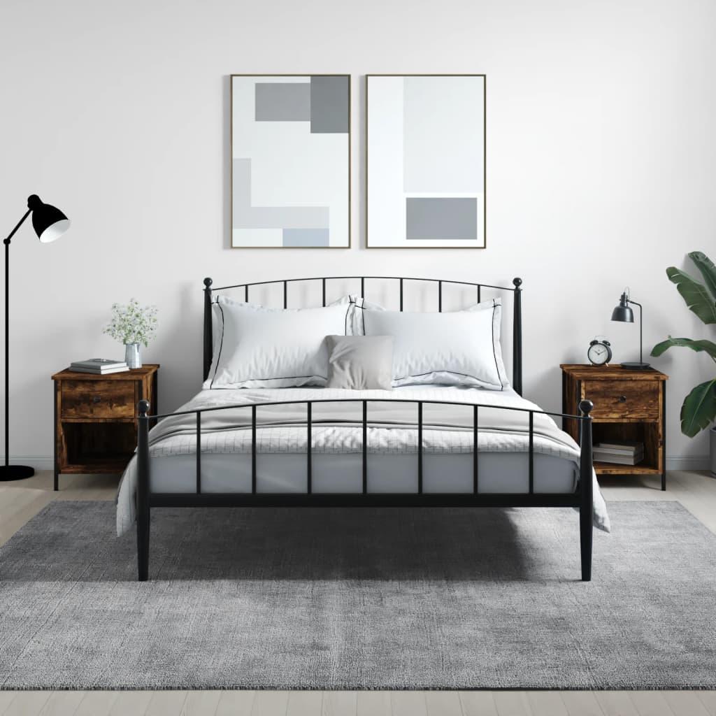 Sengeborde 2 stk. 40x42x50 cm konstrueret træ røget egetræ billede