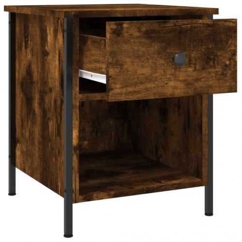 Sengeborde 2 stk. i konstrueret træ - 40×42×50 cm, røget egetræ