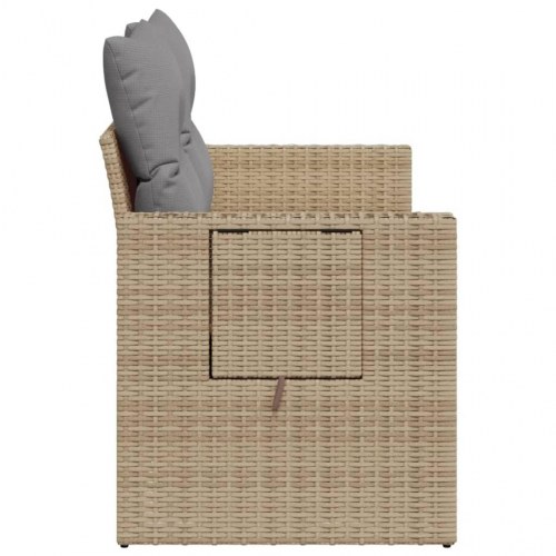 2-personers havesofa i polyrattan med hynder og opbevaring - beige/lysegrå