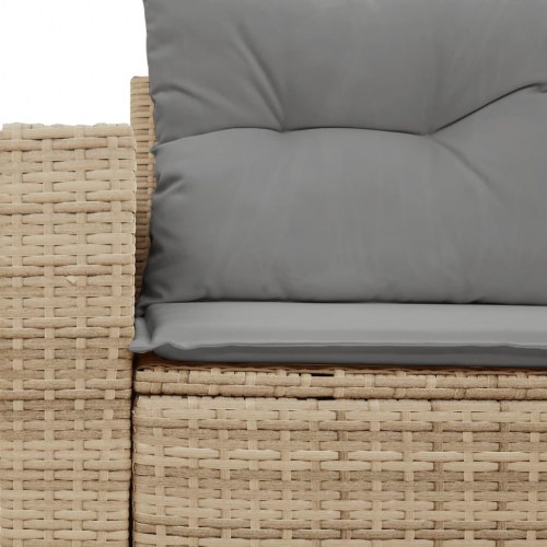 2-personers havesofa i polyrattan med hynder og opbevaring - beige/lysegrå