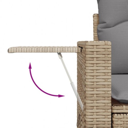 2-personers havesofa i polyrattan med hynder og opbevaring - beige/lysegrå