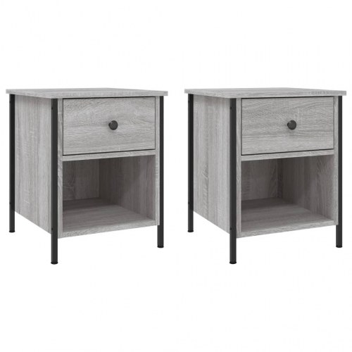 Sengeborde 2 stk. - 40×42×50 cm i grå sonoma-eg, konstrueret træ