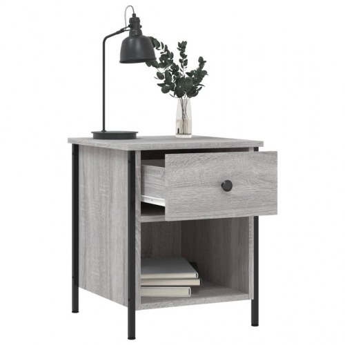Sengeborde 2 stk. - 40×42×50 cm i grå sonoma-eg, konstrueret træ