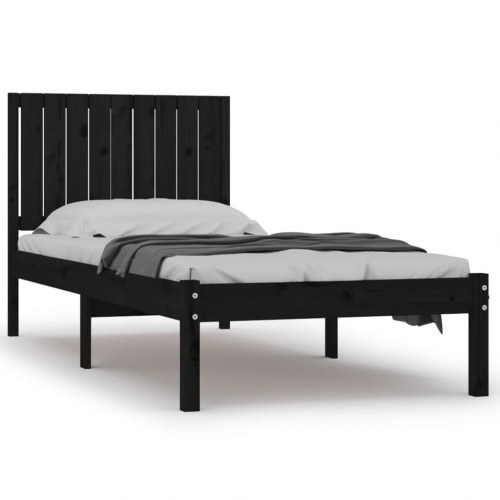 Sengeramme 90x200 cm massivt fyrretræ sort
