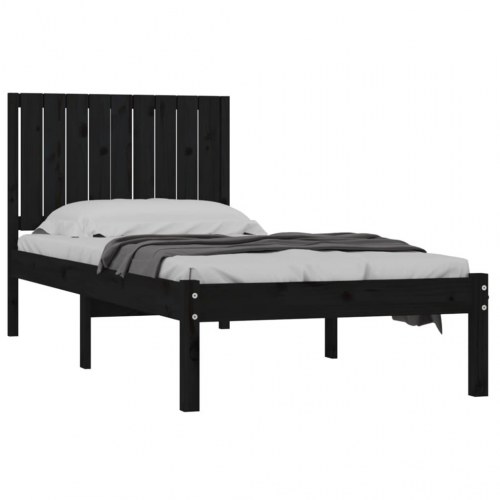 Sengeramme 90x200 cm massivt fyrretræ sort