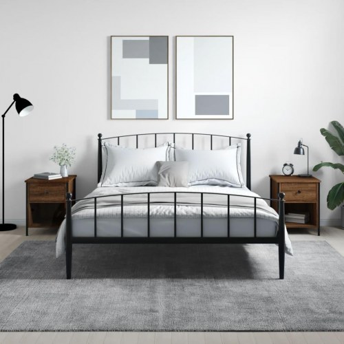 Sengeborde 2 stk. - 40×42×50 cm i konstrueret træ, brunt egetræ
