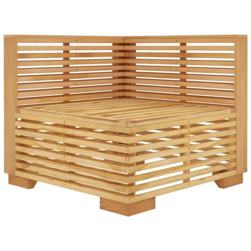 Hjørnemodul til havesofa med cremefarvede hynder massivt teak