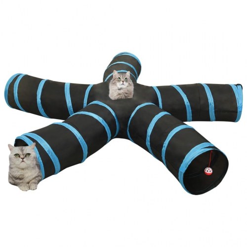 5-vejs kattetunnel 25 cm polyester sort og blå